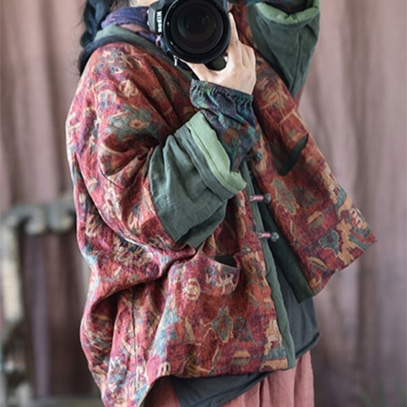 Women's Leather Faux Johnature Vintage Linen Parkas V-Neck Print Floral Patchwork Button Coats Winter Chinese Style Warm 221010, Blue
Women's Leather Faux Johnature Vintage Linen Parkas V-Neck Print Floral Patchwork Button Coats Winter Chinese Style Warm 221010, Blue