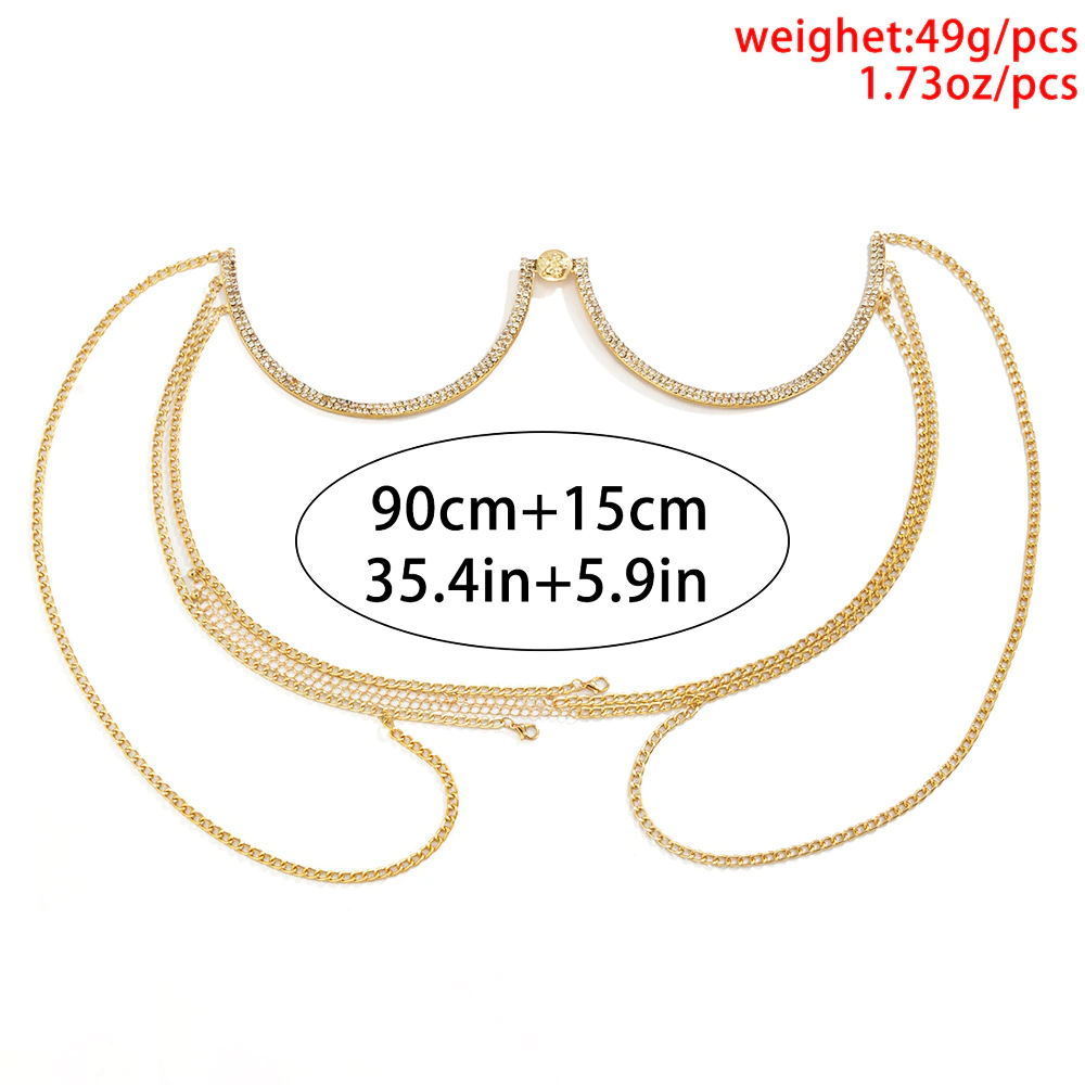 Other Trendy Green Crystal Chest Bracket Bra Chain Harness Coin Women Sexy Metal Body Chain Jewelry Party Festival Clothing 221008