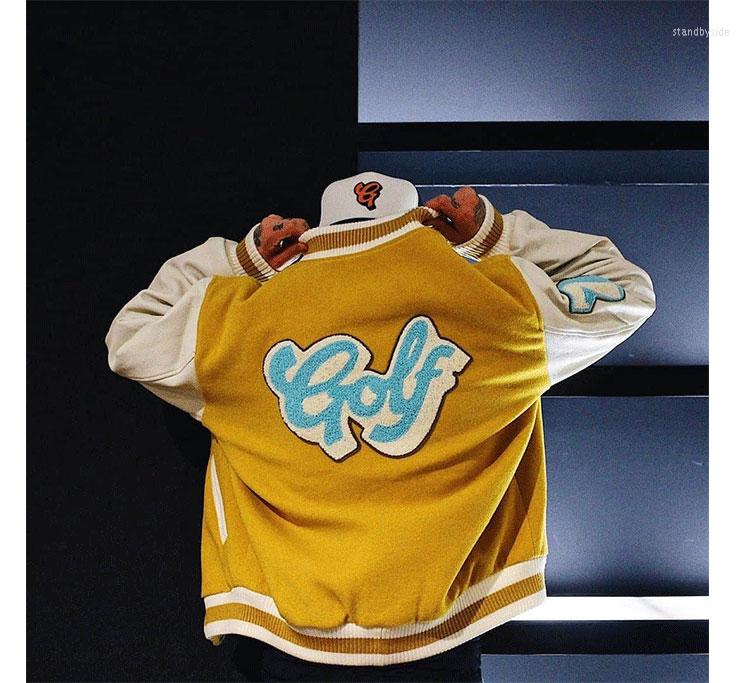 Men' Jackets 2022 GOLFWANG Baseball Uniform Leather Sleeve Stitching Quilted Jacket Towel Embroidered Rap Men And Women GOLF WY591, Gold
Men' Jackets 2022 GOLFWANG Baseball Uniform Leather Sleeve Stitching Quilted Jacket Towel Embroidered Rap Men And Women GOLF WY591, Gold