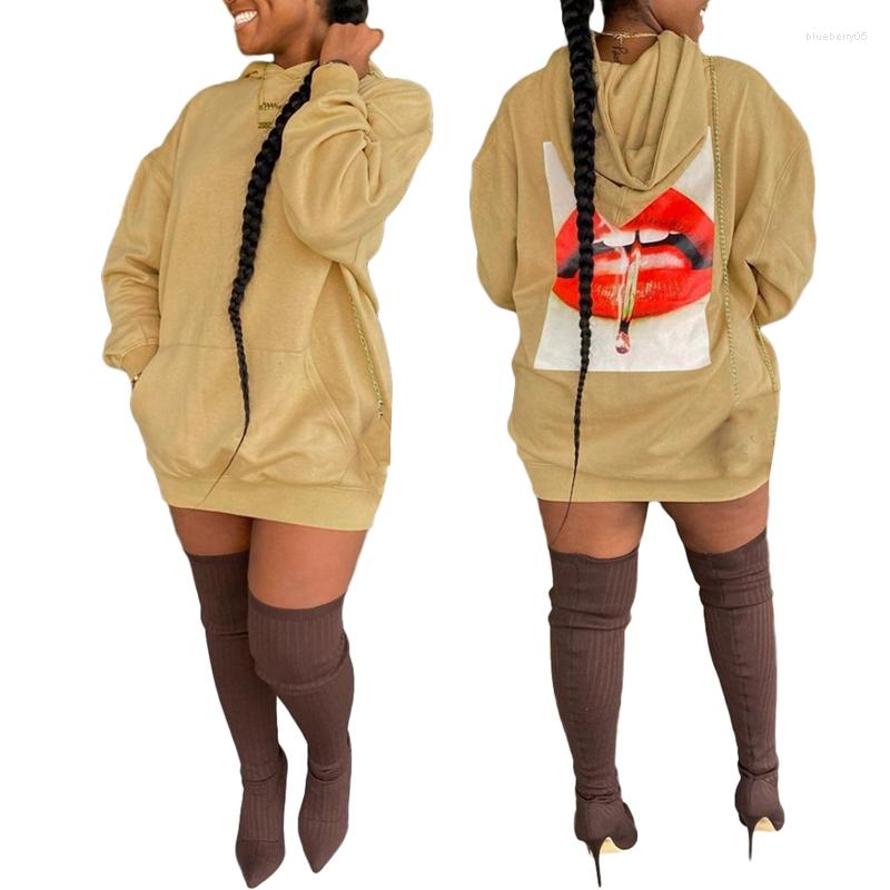 Women' Hoodies Hooded Loose Pocket Sweatshirt Midi Long Sleeve Lip Print Front Street Party Spring Fall Casual Dress, Khaki
Women' Hoodies Hooded Loose Pocket Sweatshirt Midi Long Sleeve Lip Print Front Street Party Spring Fall Casual Dress, Khaki