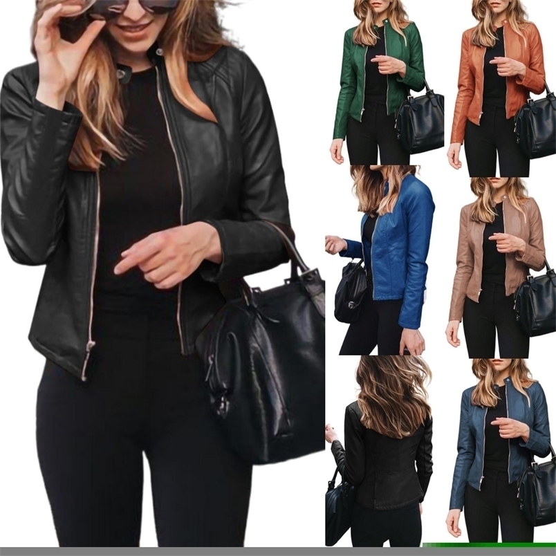 Women' Leather Faux Autumn Solid Color Jackets For Women Long Sleeve Stand-Up Collar Zipper Overcoat Cardigan Short Thin PU Coat 221010, Black
Women' Leather Faux Autumn Solid Color Jackets For Women Long Sleeve Stand-Up Collar Zipper Overcoat Cardigan Short Thin PU Coat 221010, Black
