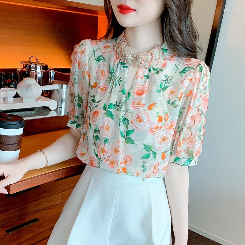 Women' Blouses 2022 Korean Style Women Chiffon Blouse Breathable Fabric Floral Printing Young Lady Casual Daily Tops Sunscreen Clothes Q234, Color1
Women' Blouses 2022 Korean Style Women Chiffon Blouse Breathable Fabric Floral Printing Young Lady Casual Daily Tops Sunscreen Clothes Q234, Color1