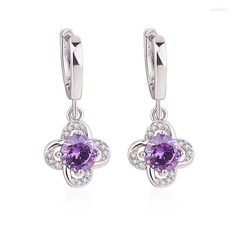 Dangle Earrings Fashion 925 Silver Jewelry For Women Flower Shape Amethyst Zircon Gemstone Drop Earring Wedding Promise Party Ornament
Dangle Earrings Fashion 925 Silver Jewelry For Women Flower Shape Amethyst Zircon Gemstone Drop Earring Wedding Promise Party Ornament