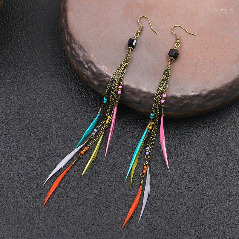 Dangle Earrings Summer Boho Style Rainbow Feather With Chain Tassel Gypsy Bohemian Long Rustic Rooster 16.8cm
Dangle Earrings Summer Boho Style Rainbow Feather With Chain Tassel Gypsy Bohemian Long Rustic Rooster 16.8cm