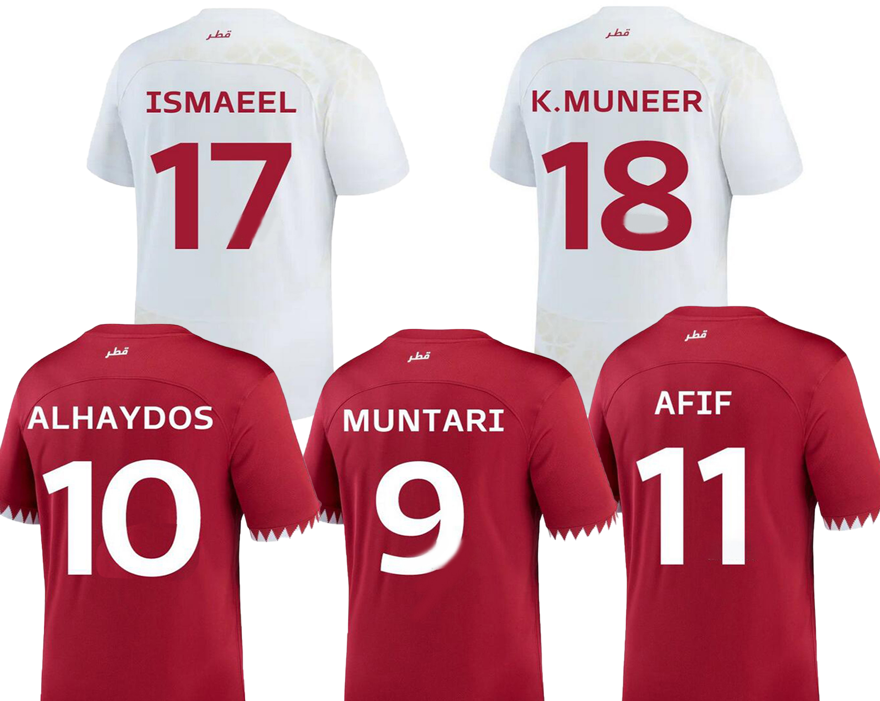 22-23 Qatar Soccer Jerseys World 22-23 National Team Mens kids Women Thai Quality Jersey ALHAYDOS 10 MUNTARI 9 ALAAELDIN 7 BOUDIAF 12 AFIF 11 Design Your Own, 22-23 home
22-23 Qatar Soccer Jerseys World 22-23 National Team Mens kids Women Thai Quality Jersey ALHAYDOS 10 MUNTARI 9 ALAAELDIN 7 BOUDIAF 12 AFIF 11 Design Your Own, 22-23 home