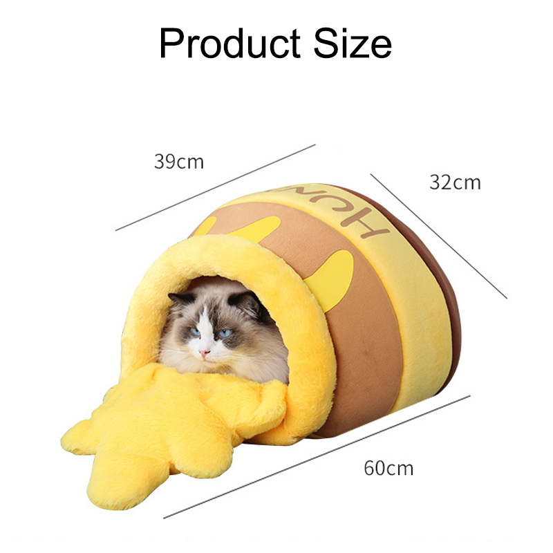 Beds Furniture Bed House Pet Accessories Four Seasons plush Mat Cats Cushion Basket Honey Jar Shape Pets Product For Small Cat Dog rabbit 221010