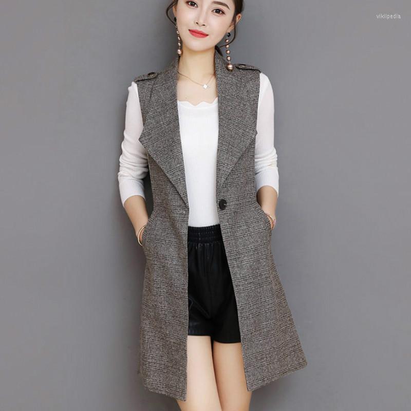 Women' Vests 2022 Spring And Autumn Tide Sleeveless Jacket Casual Women Waistcoat Fashion Lapel Plaid Vest Blazer Long Coat PR037, Dark gray
Women' Vests 2022 Spring And Autumn Tide Sleeveless Jacket Casual Women Waistcoat Fashion Lapel Plaid Vest Blazer Long Coat PR037, Dark gray