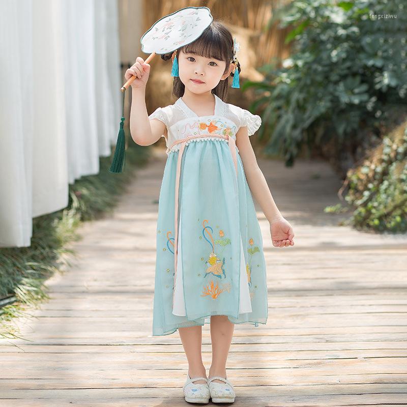 Girl Dresses Summer Girls Chinese National Style Princess Green Traditional Tang Dynasty Dress Sleeveless Performance Clothes
Girl Dresses Summer Girls Chinese National Style Princess Green Traditional Tang Dynasty Dress Sleeveless Performance Clothes