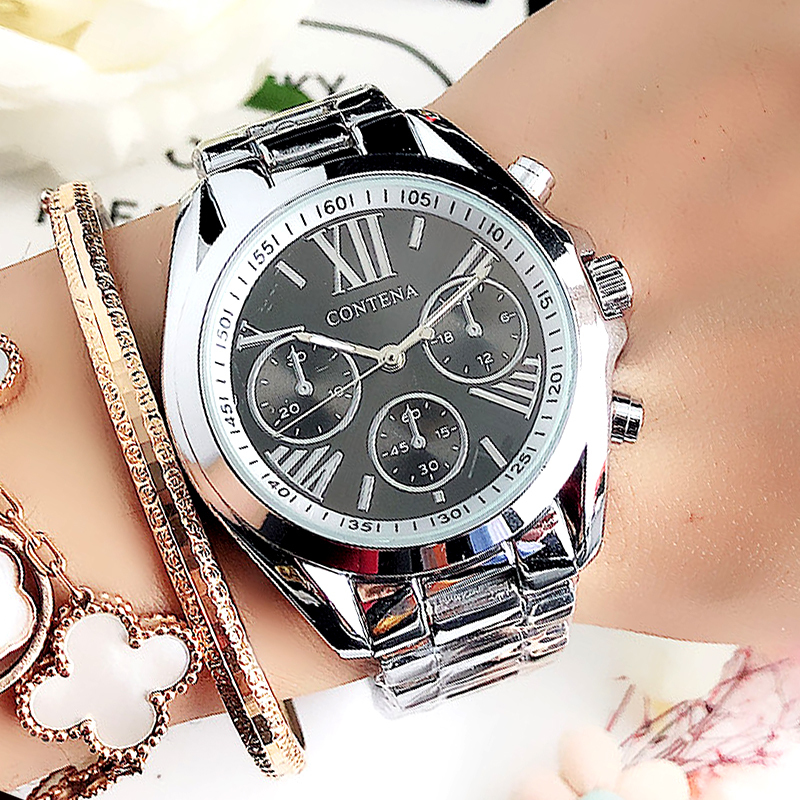 Wristwatches Relogio Feminino GENEVA Luxury Designers Brand Stainless Steel Silver Case Ladies Wrist Water Resistant Quartz Watches For Women 221010, Silver rose gold
Wristwatches Relogio Feminino GENEVA Luxury Designers Brand Stainless Steel Silver Case Ladies Wrist Water Resistant Quartz Watches For Women 221010, Silver rose gold