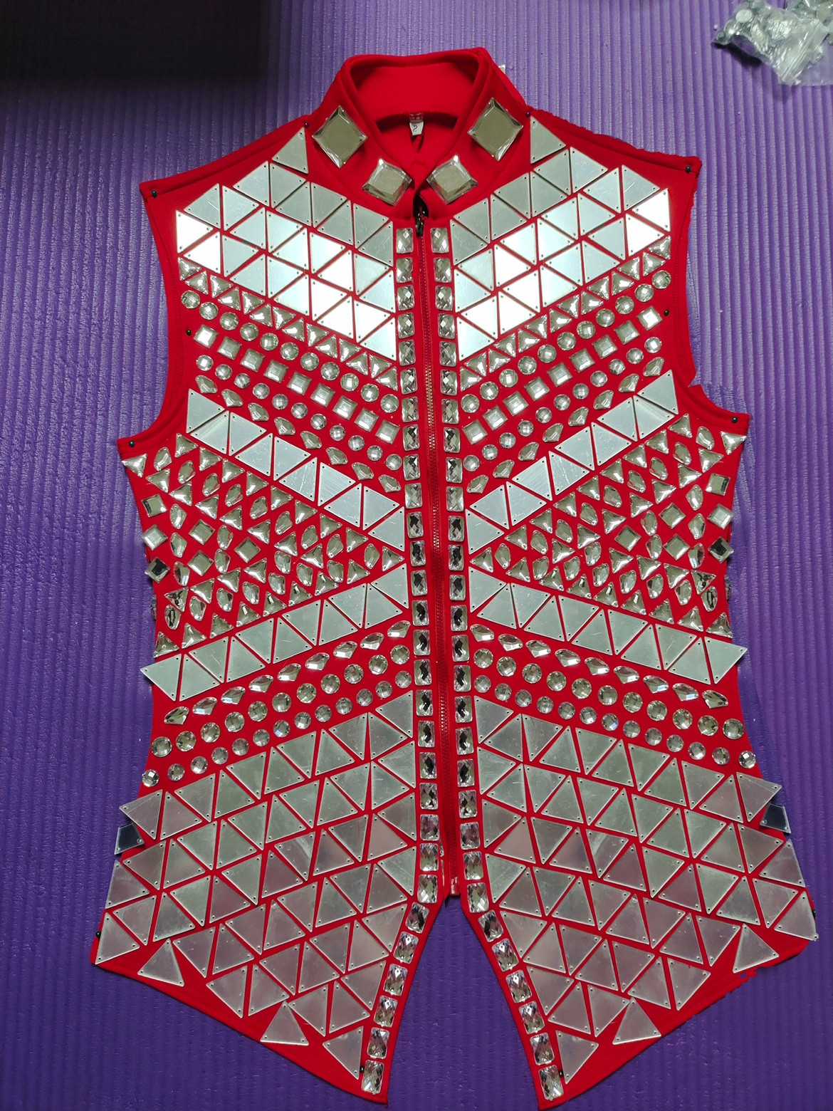 Sparkly Rhinestones Mirror Waistcoat Bar Nightclub Male Singer Stage Crystal Sequins Vest Performance Clothes Drum Dance Coat