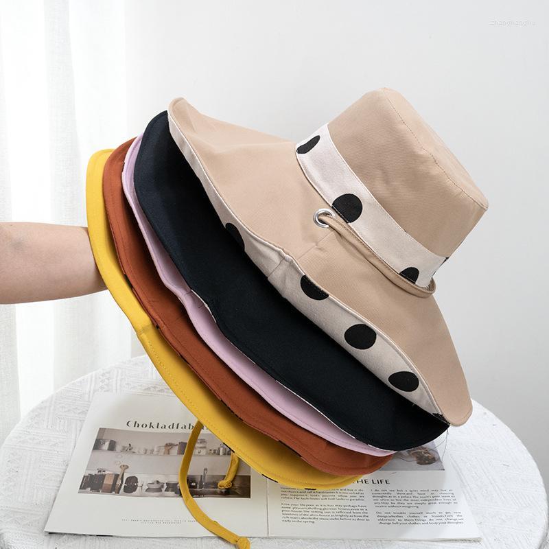 Berets Women Sun Bucket Hat Spring Summer Dot Print Big Wide Brim Panama Cap Outdoor Beach Hats Portable Foldable Fishman CapBerets
Berets Women Sun Bucket Hat Spring Summer Dot Print Big Wide Brim Panama Cap Outdoor Beach Hats Portable Foldable Fishman CapBerets