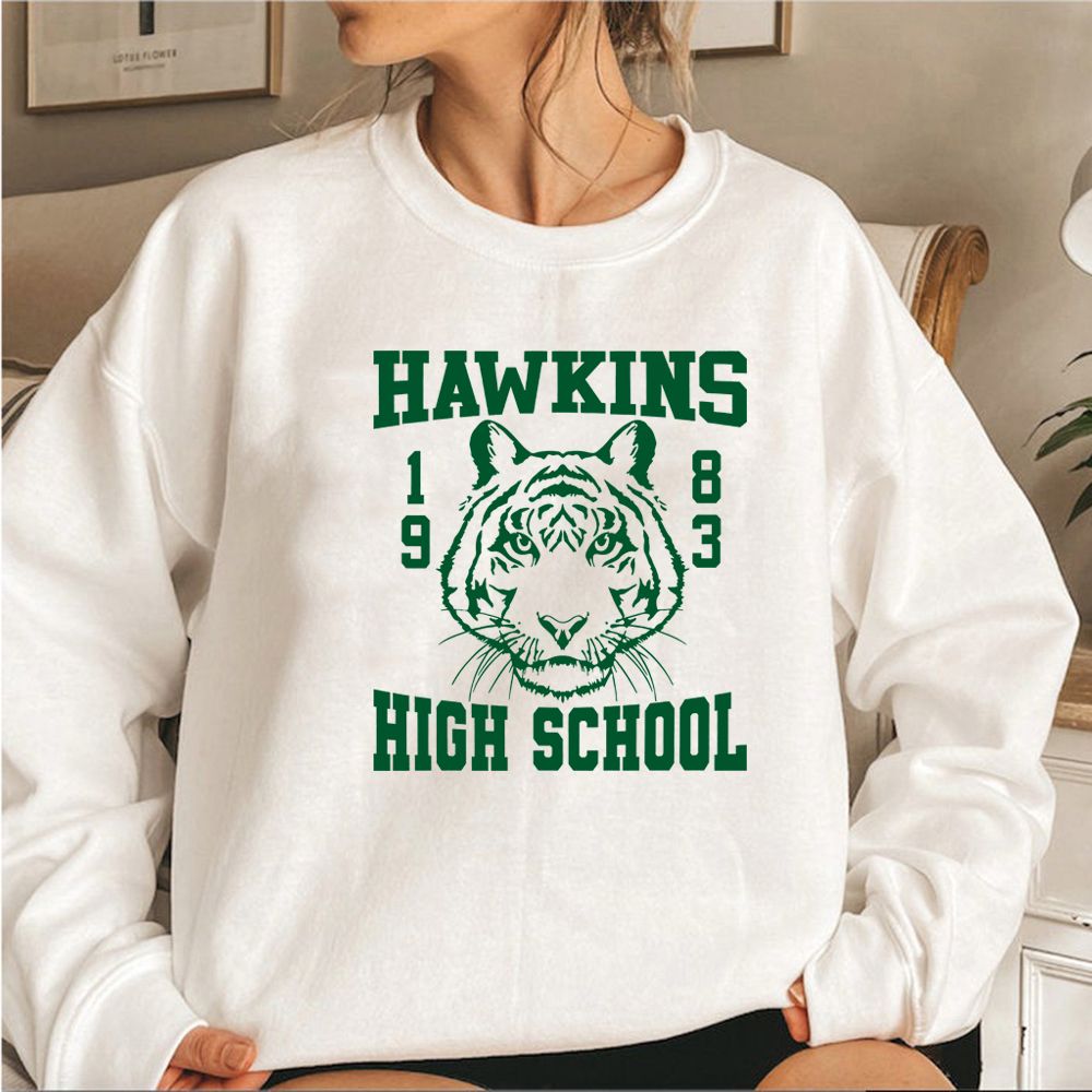 Womens Hoodies Sweatshirts Vintage Hawkins High School Sweatshirt Stranger Things Inspired Sweatshirts Men Women Streetwear Hoodie Hawkins Class of 19