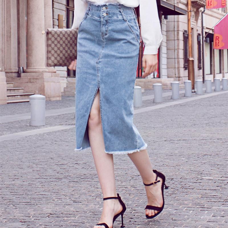 Skirts 2022 High Waist Long Summer Mid-calf Elegant Women Pencil Skirt With Slit -XL Jeans Denim Stretch, Sky blue
Skirts 2022 High Waist Long Summer Mid-calf Elegant Women Pencil Skirt With Slit -XL Jeans Denim Stretch, Sky blue