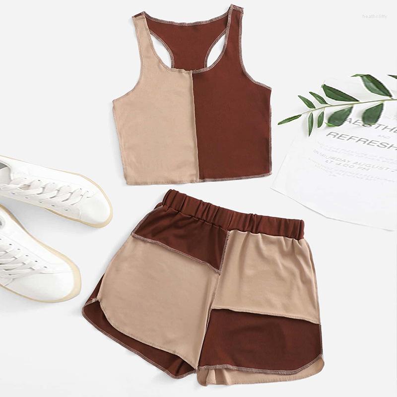 Women' Tracksuits 2022 Spring Summer Stitching Two Color Top Vest Shorts Casual Fashion Ladies Sports Home Suit For Women, Khaki
Women' Tracksuits 2022 Spring Summer Stitching Two Color Top Vest Shorts Casual Fashion Ladies Sports Home Suit For Women, Khaki