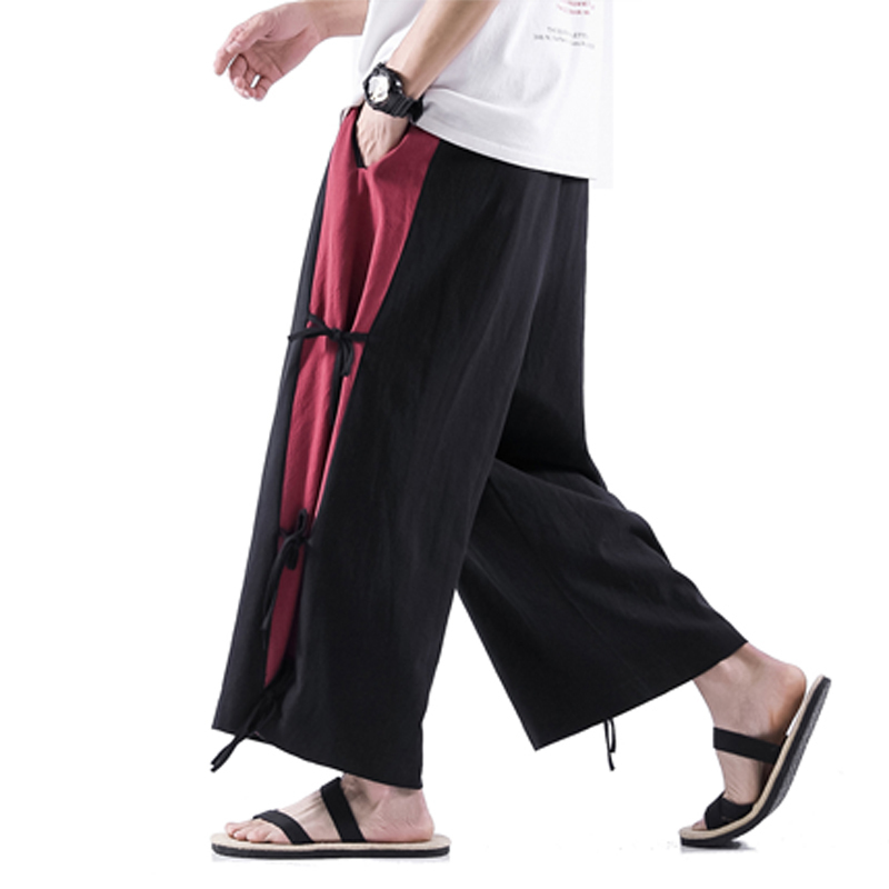 

Men's Pants Fashion 5XL Linen Harem Pants Mens Jogger Pants Male Casual Autumn Sweatpants Elastic Waist Ribbon Trousers Harajuku Style 221010, Burgundy