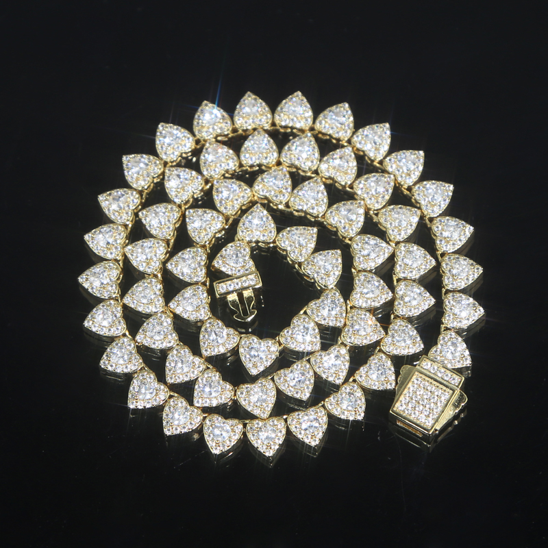 Iced Out Women's Hip Hop Necklace: 7mm Heart Tennis Chain with 5A CZ Stone | Statement Jewelry