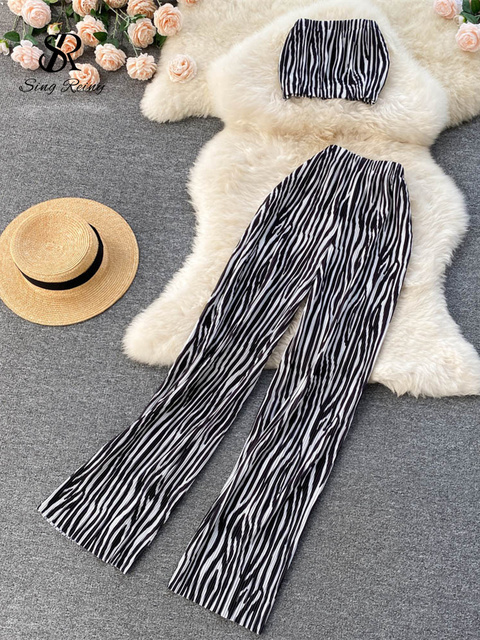 Women's Two Piece Pants SINGREINY Vacation Summer Women Sexy Set Fashion Elastic Waist Short Tops Ruched Slim Ladies Temperament Two Piece Sets 2