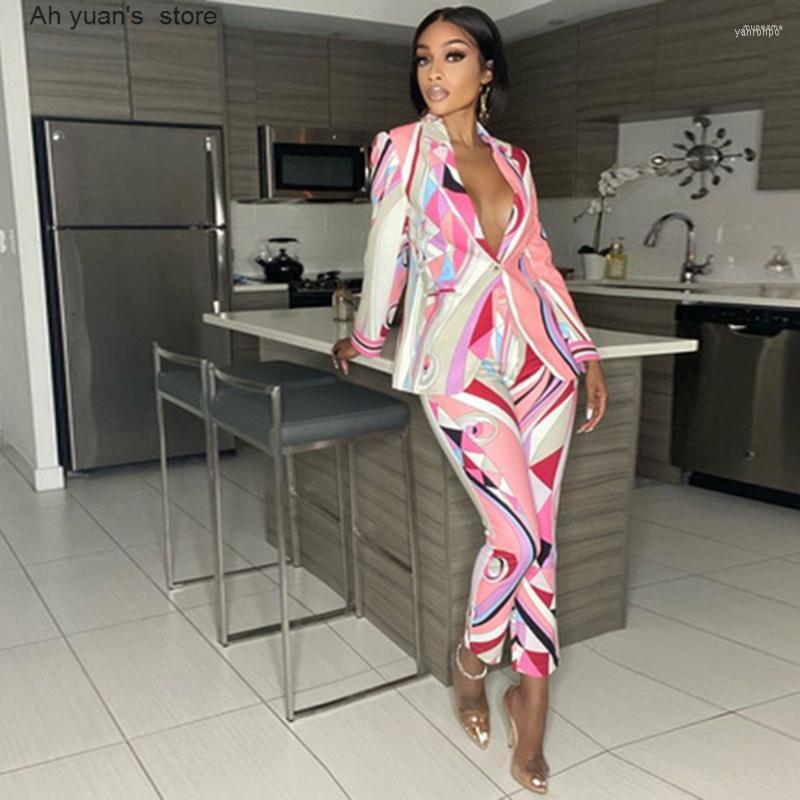 Women' Two Piece Pants Women' Ah Yuan Office Lady Outfits 2022 Women Sexy Elegant Turn-down Collar 2 Set Fashion Pattern Printed, Blue 
Women' Two Piece Pants Women' Ah Yuan Office Lady Outfits 2022 Women Sexy Elegant Turn-down Collar 2 Set Fashion Pattern Printed, Blue