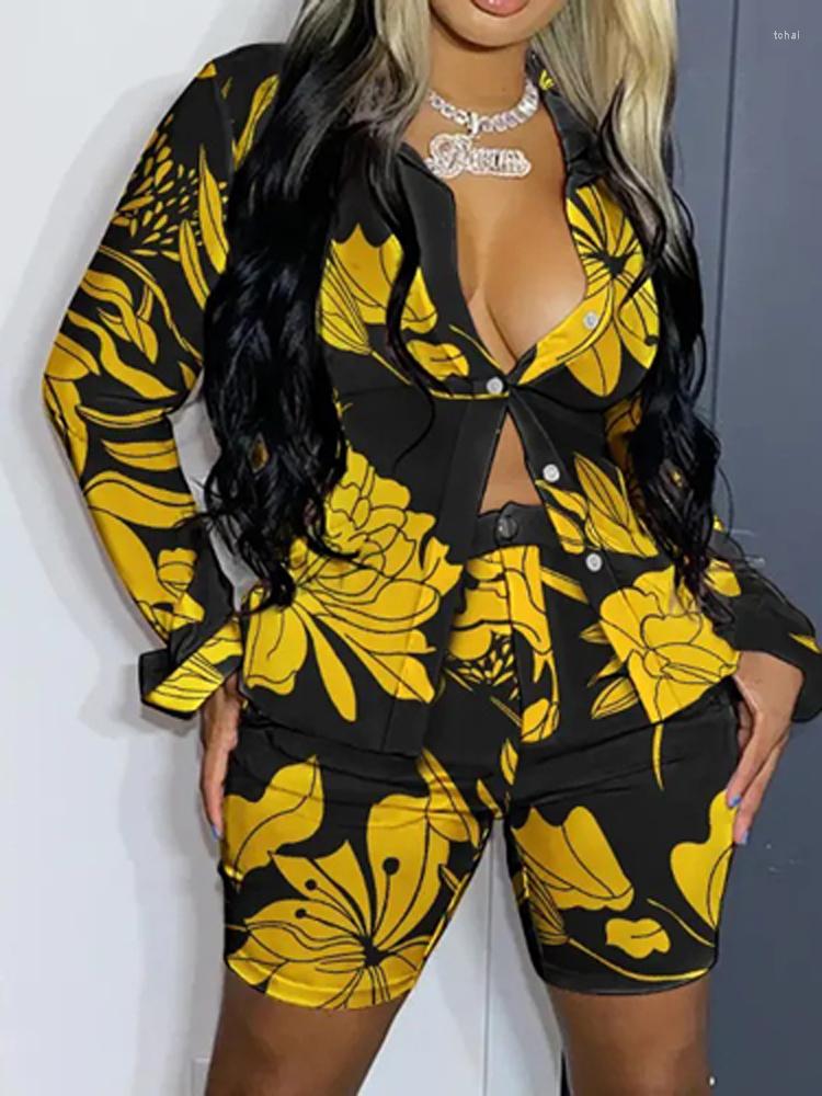 Women' Tracksuits Sexy Slim Shirt Button Shorts Suit Spring Summer Party Women Fashion Print Lapel Chic Two Piece Streetwear, 01 yellow
Women' Tracksuits Sexy Slim Shirt Button Shorts Suit Spring Summer Party Women Fashion Print Lapel Chic Two Piece Streetwear, 01 yellow