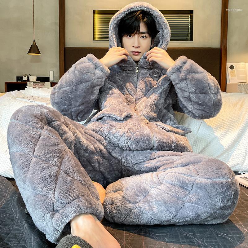 Men's Sleepwear Winter 3 Layers Hooded Coral Velvet Quilted Pajamas Set Casual Men Nightwear Thick Male Flannel Warm Home Wear, 2212 black
Men's Sleepwear Winter 3 Layers Hooded Coral Velvet Quilted Pajamas Set Casual Men Nightwear Thick Male Flannel Warm Home Wear, 2212 black