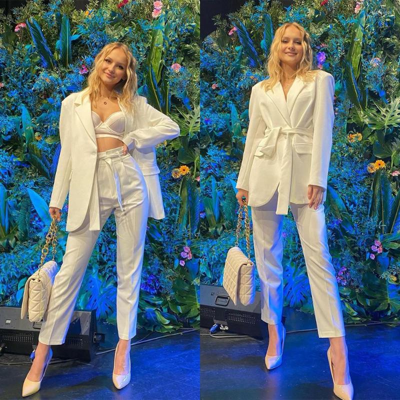 Women's Two Piece Pants White One Button Women Pant Suits Sexy Blazer Pencil Officer Lady Trousers Custom Made Jacket With Belt, Black
Women's Two Piece Pants White One Button Women Pant Suits Sexy Blazer Pencil Officer Lady Trousers Custom Made Jacket With Belt, Black