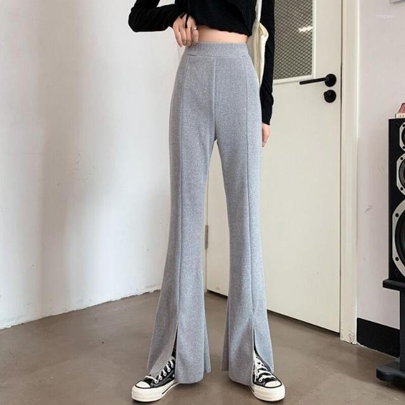 Women' Pants Women' Flared Elastic Waist Knitted Trousers Spring And Summer Fashion Front Slit High Slimming Sports 2022, Black
Women' Pants Women' Flared Elastic Waist Knitted Trousers Spring And Summer Fashion Front Slit High Slimming Sports 2022, Black