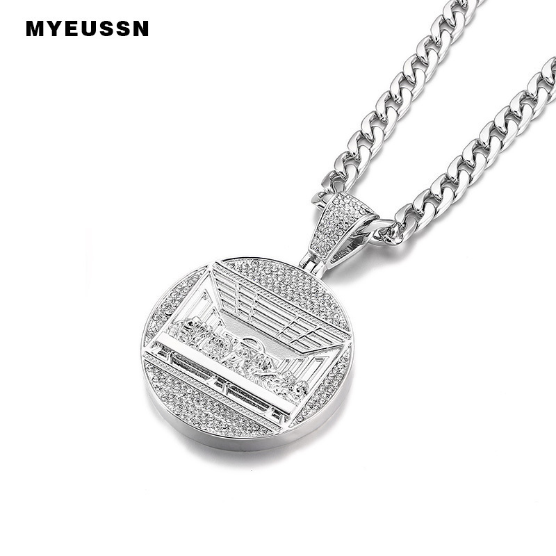 Last Supper Pendant Big Jesus Iced Out Bling Zircon Gold color Charm Necklace Fashion For Men Father's Day Gift Hip Hop Jewelry Y200810