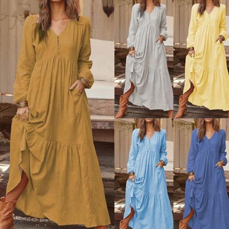 Casual Dresses Autumn Women Dress Fashion Vintage Buttons Party Solid Long Sleeve V-neck A-Line Sexy, Yellow brown
Casual Dresses Autumn Women Dress Fashion Vintage Buttons Party Solid Long Sleeve V-neck A-Line Sexy, Yellow brown