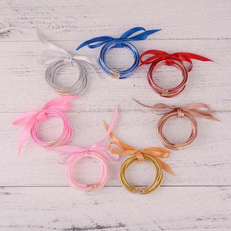 Bangle Fill Gold Powder Bowknot Friendship Glitter For Children All Weather Stack Silicone Plastic Jelly Bracelet
Bangle Fill Gold Powder Bowknot Friendship Glitter For Children All Weather Stack Silicone Plastic Jelly Bracelet