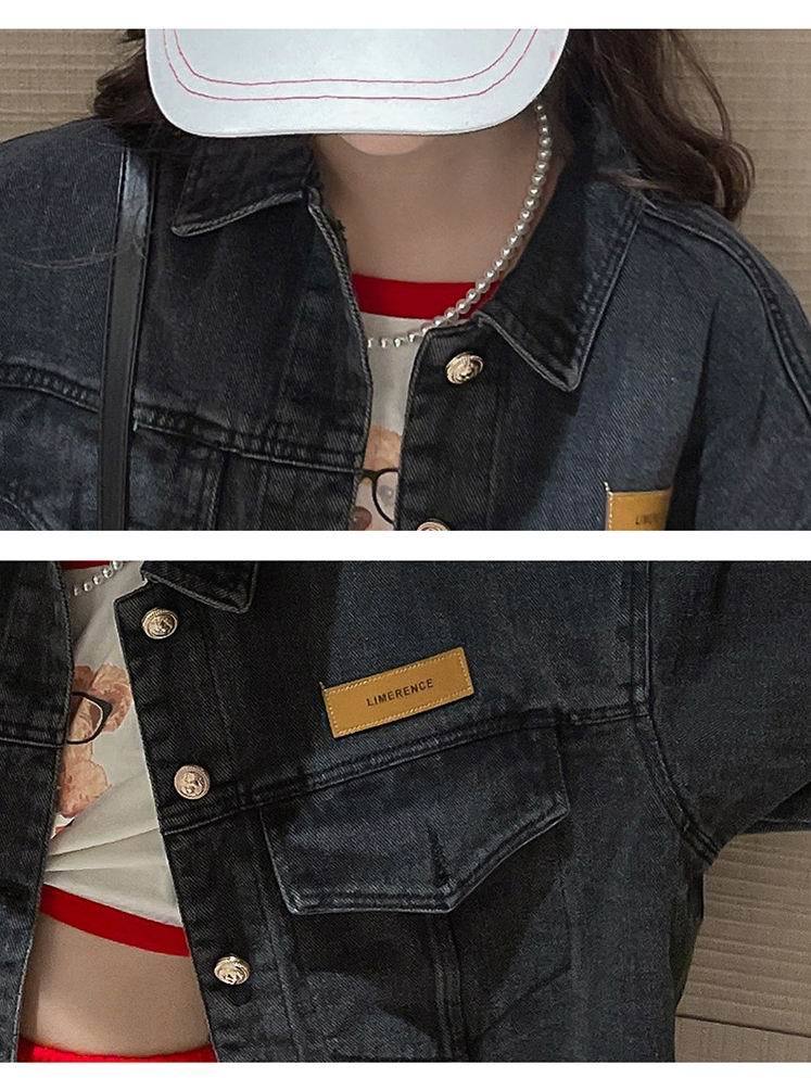 Jackets Denim Jacket for Girls 10 to 12 years Fall Winter Kids Teen Girl Fashion Loose Black Blue Coat 221010