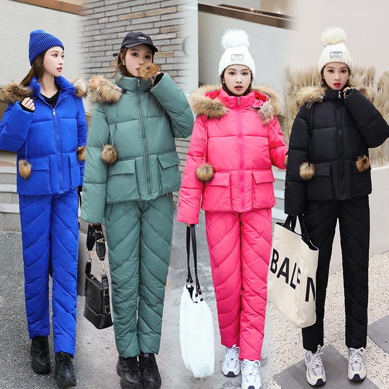 Women's Two Piece Pants 2022 Winter Jacket Women Snow Clothes Warm Pant Suits Real Fur Collar Parka Down Cotton Coat 2 Pieces Set Outwear, Beige fuax collor
Women's Two Piece Pants 2022 Winter Jacket Women Snow Clothes Warm Pant Suits Real Fur Collar Parka Down Cotton Coat 2 Pieces Set Outwear, Beige fuax collor
