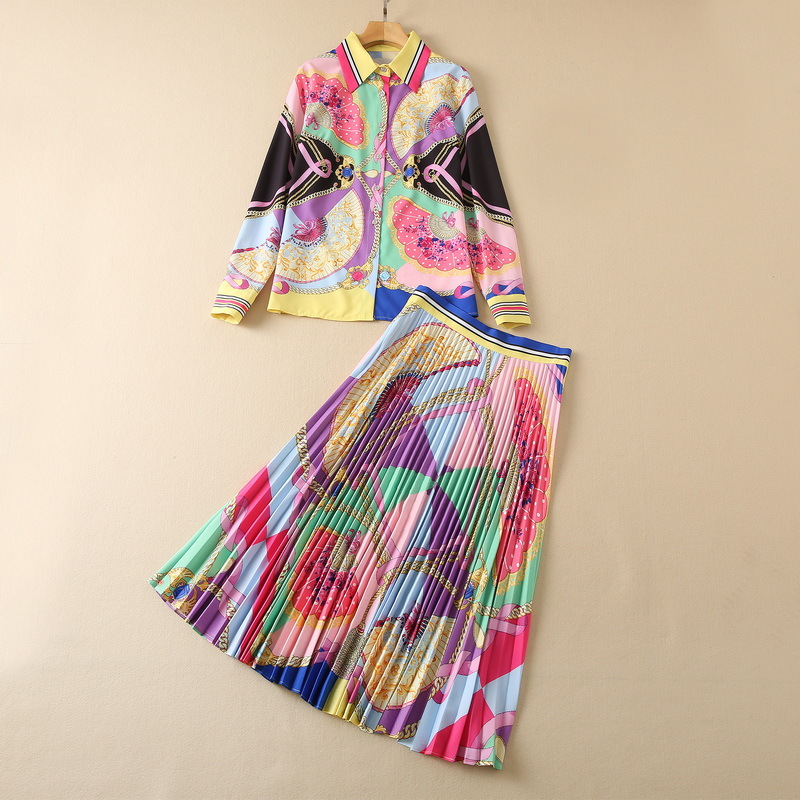 2022 Autumn Pink Fan Print Two Piece Dress Sets Long Sleeve Lapel Neck Single-Breasted Blouse & Pleated Mid-Calf Skirt Suits Set S2O08SK
2022 Autumn Pink Fan Print Two Piece Dress Sets Long Sleeve Lapel Neck Single-Breasted Blouse & Pleated Mid-Calf Skirt Suits Set S2O08SK