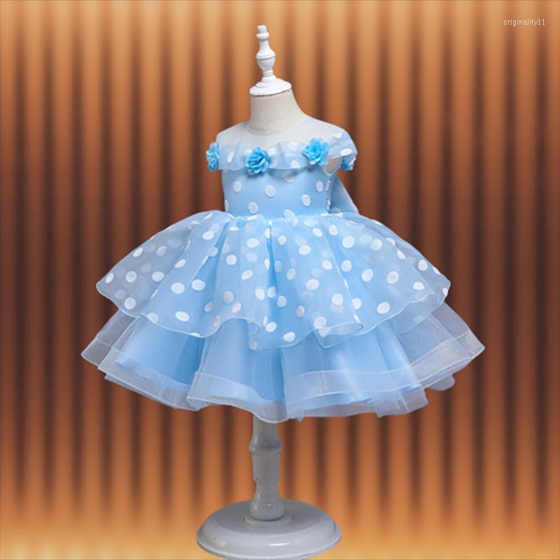 Girl Dresses Child Flower Princess Dress First Year Wave Dot Wedding Bow Tie Pompous Birthday Party, Blue
Girl Dresses Child Flower Princess Dress First Year Wave Dot Wedding Bow Tie Pompous Birthday Party, Blue