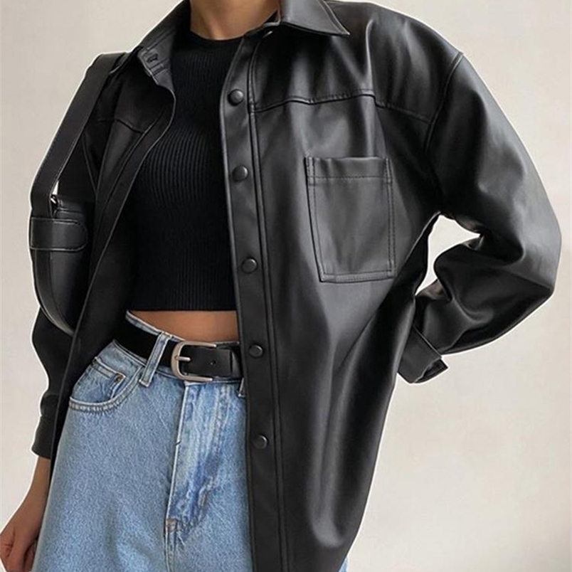 Women' Leather Faux Womens Jacket Autumn Thin Bomber Celmia Vintage Long Sleeve Coats Buttons Lapel Casual Solid Work Outerwear 221010, Black
Women' Leather Faux Womens Jacket Autumn Thin Bomber Celmia Vintage Long Sleeve Coats Buttons Lapel Casual Solid Work Outerwear 221010, Black