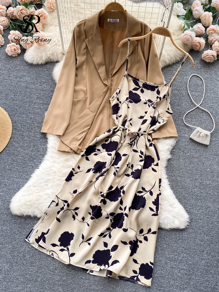 Two Piece Dress SINGREINY Autumn Women Floral Suits Print Strap Long Sleeves Loose Blazer Sets Office Lady Jackets Pieces 221010, Black
Two Piece Dress SINGREINY Autumn Women Floral Suits Print Strap Long Sleeves Loose Blazer Sets Office Lady Jackets Pieces 221010, Black