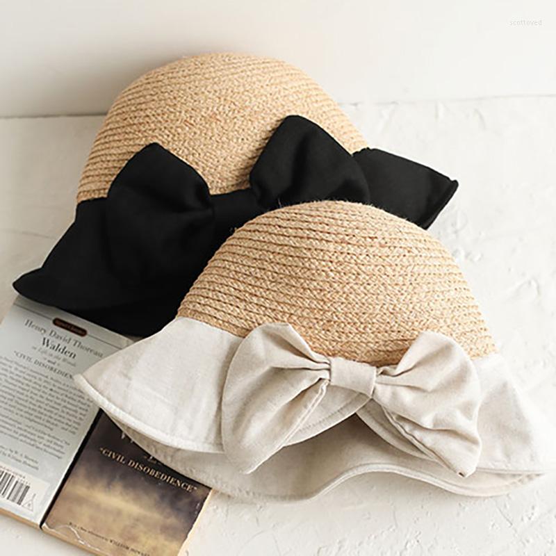 Wide Brim Hats Style Natural Raffia Straw Cotton Linen Bucket Hat Lady Summer Back Bow Short Sunshade Sun Korean Fashion Fedora, White
Wide Brim Hats Style Natural Raffia Straw Cotton Linen Bucket Hat Lady Summer Back Bow Short Sunshade Sun Korean Fashion Fedora, White