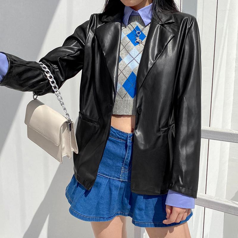 Women' Leather Sunny Y.j. Elegant Black Faux Jacket Women Single Button Long Sleeve Trench Coat PU Pockets Vintage
Women' Leather Sunny Y.j. Elegant Black Faux Jacket Women Single Button Long Sleeve Trench Coat PU Pockets Vintage