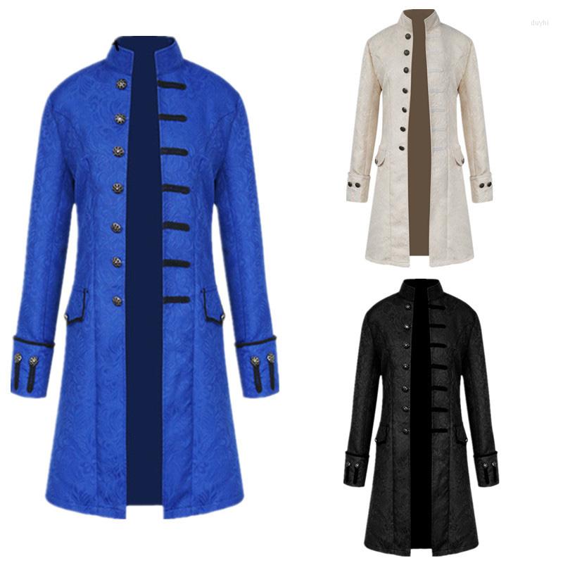 Men' Trench Coats Medieval Retro Men' Clothing Dust Coat Jacket Punk Jacquard Jackets Long Stand Collar Blue Black White Tops
Men' Trench Coats Medieval Retro Men' Clothing Dust Coat Jacket Punk Jacquard Jackets Long Stand Collar Blue Black White Tops