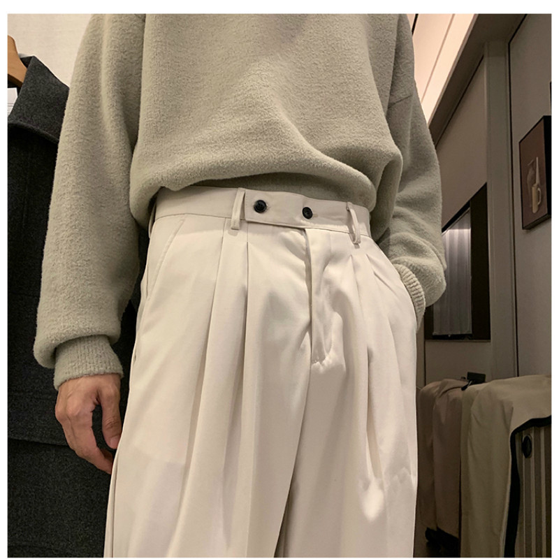 Men's Pants Prowow Spring Men Pants Solid Straight Loose Trousers Male Allmatch Simple Nine Points Trousers Korean Style Suit Pants 221010