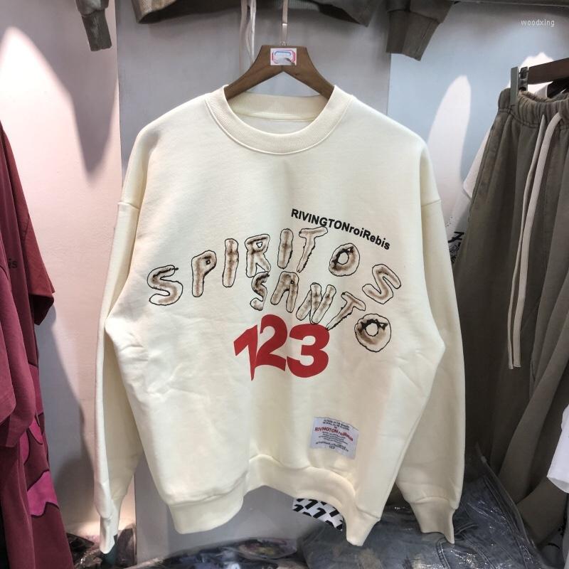 Men's Hoodies RRR123 Round Neck Hoodie High Street Letter Printed Men's And Women's Plush Loose Casual Pullover, Beige 
Men's Hoodies RRR123 Round Neck Hoodie High Street Letter Printed Men's And Women's Plush Loose Casual Pullover, Beige