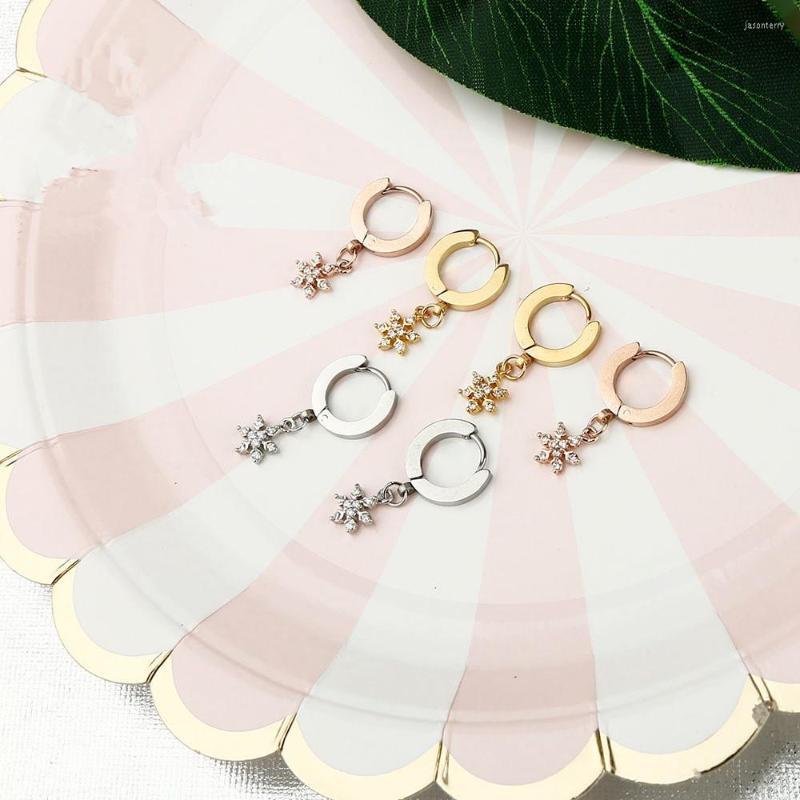 Hoop Earrings Fashion Women Silver Color Rose Gold Titanium Steel Round Snowflake Flower White Crystal Charm Earring Jewelry
Hoop Earrings Fashion Women Silver Color Rose Gold Titanium Steel Round Snowflake Flower White Crystal Charm Earring Jewelry