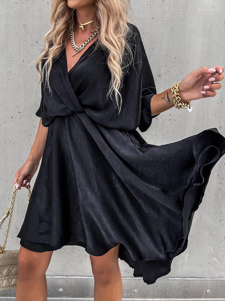 Casual Dresses Summer Fashion Short Sleeve V-Neck Cross Mini Dress Women Elegant Solid Ruffle Big Hem Loose Office Ladies, 06 dark blue
Casual Dresses Summer Fashion Short Sleeve V-Neck Cross Mini Dress Women Elegant Solid Ruffle Big Hem Loose Office Ladies, 06 dark blue