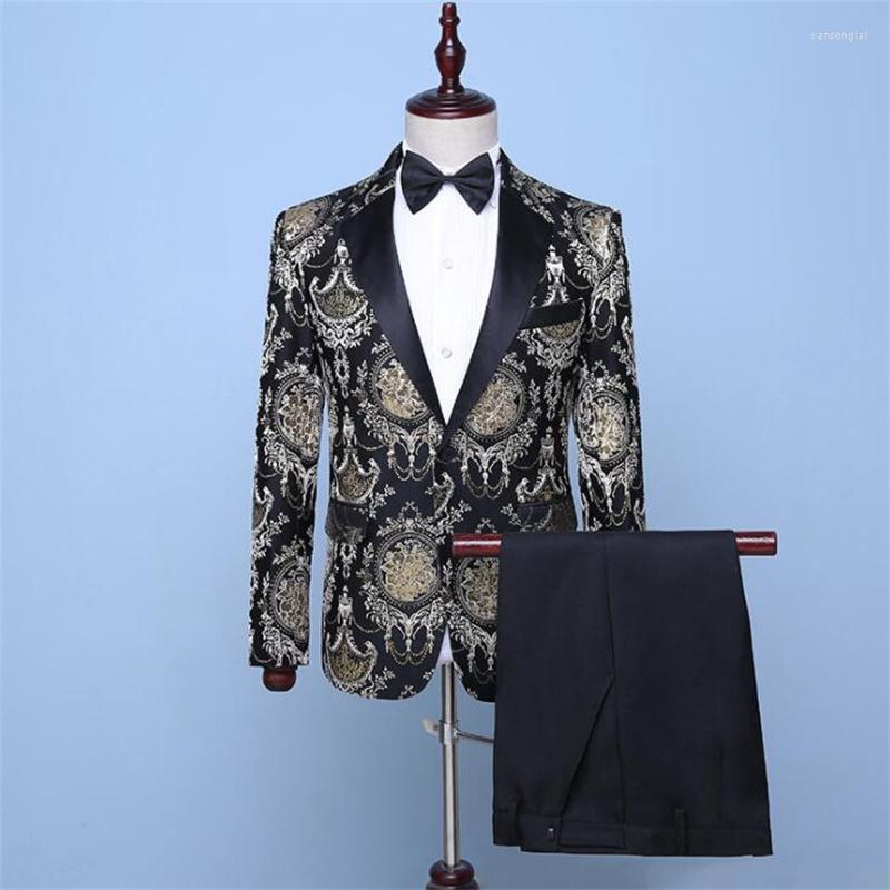 Men' Suits Blazer Men Groom Suit Set With Pants Mens Wedding Singer Star Style Dance Stage Clothing Silver Flower Formal Dress, Black
Men' Suits Blazer Men Groom Suit Set With Pants Mens Wedding Singer Star Style Dance Stage Clothing Silver Flower Formal Dress, Black