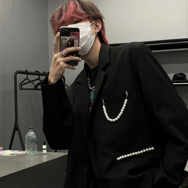 Men's Suits Pearl Chain Casual Suit Jacket Men Hip-Hop Black Blazers For Fashion Loose Couple Clothes Single-Breasted Terno Masculino
Men's Suits Pearl Chain Casual Suit Jacket Men Hip-Hop Black Blazers For Fashion Loose Couple Clothes Single-Breasted Terno Masculino