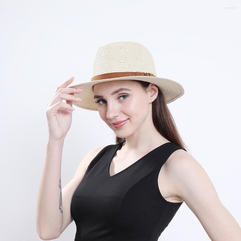 Wide Brim Hats Jazz Straw Hat Women Party Bowler Cap Outdoor Men Beach Sun Protection Sunshade Big Fedora With Brown Belt, C107
Wide Brim Hats Jazz Straw Hat Women Party Bowler Cap Outdoor Men Beach Sun Protection Sunshade Big Fedora With Brown Belt, C107