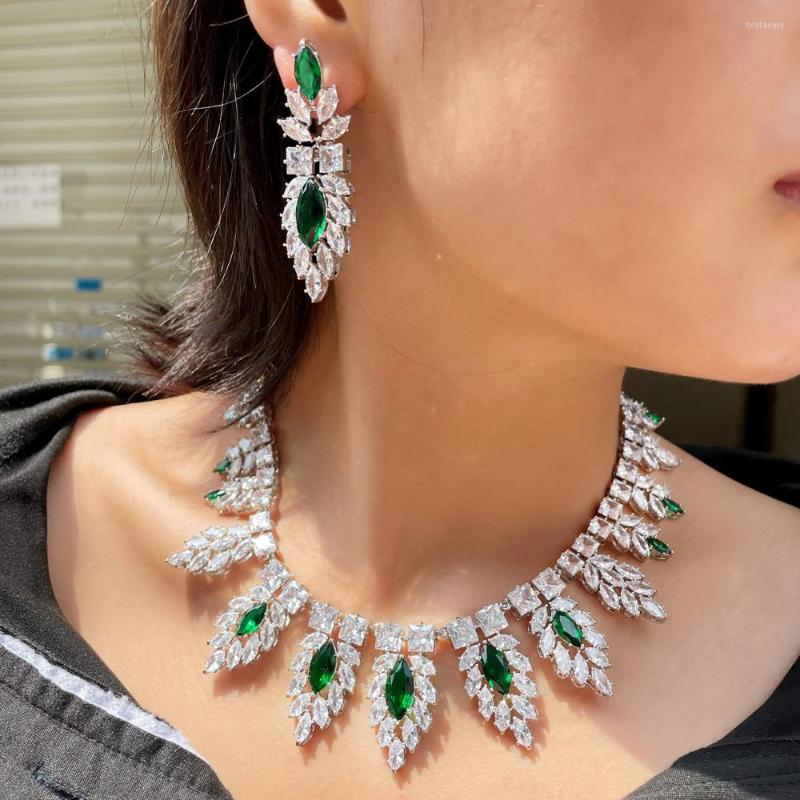 Necklace Earrings Set CWWZircons Super Luxury Big Leaf Drop Green Cubic Zirconia Gold Color Women Wedding Statement Bridal T582, Picture shown
Necklace Earrings Set CWWZircons Super Luxury Big Leaf Drop Green Cubic Zirconia Gold Color Women Wedding Statement Bridal T582, Picture shown