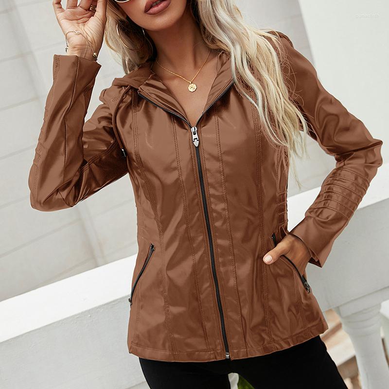 Women' Leather Aoottii Spring Autumn Women Hooded Faux Soft Pu Jacket Streetwear Female Moto Biker Zipper Coat Lady Windproof Outwear, Black
Women' Leather Aoottii Spring Autumn Women Hooded Faux Soft Pu Jacket Streetwear Female Moto Biker Zipper Coat Lady Windproof Outwear, Black