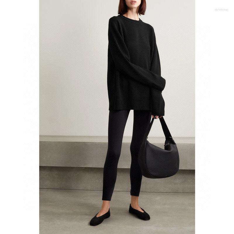 Women' Sweaters With Label TheR0w Autumn/Winter Women Pullover Knit Cashmere Blended Solid Color O-neck Long Sleeve Casual Loose Sweater, Black
Women' Sweaters With Label TheR0w Autumn/Winter Women Pullover Knit Cashmere Blended Solid Color O-neck Long Sleeve Casual Loose Sweater, Black