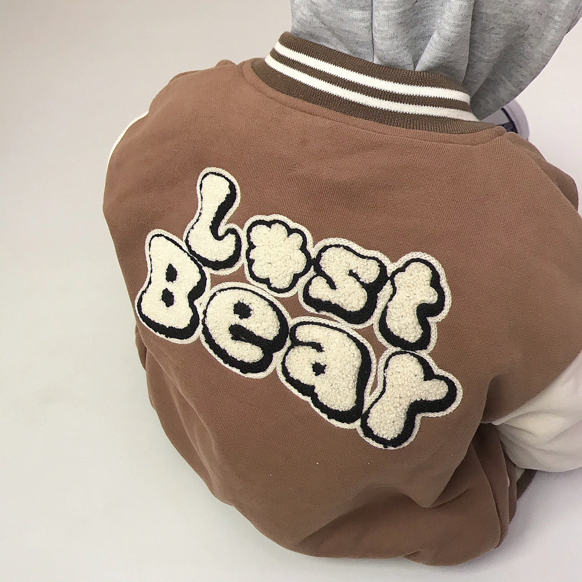 Jackets 9252 Children Clothes Patchwork Long Sleeve Baseball Autumn Winter Girl s Bear Coat Boy Coffee Dot Pant 221010