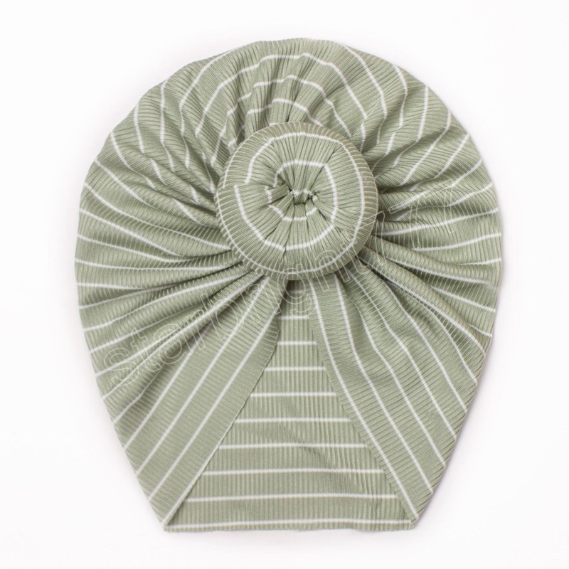 Stripe Newborn Toddler Infant Beanie Hat Handmade Kids Turban Caps with Donut Baby Girls Hair Accessories